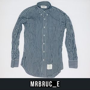 Thom Browne Navy Stripe Casual Shirt (XXS)